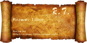 Rozman Tibor névjegykártya